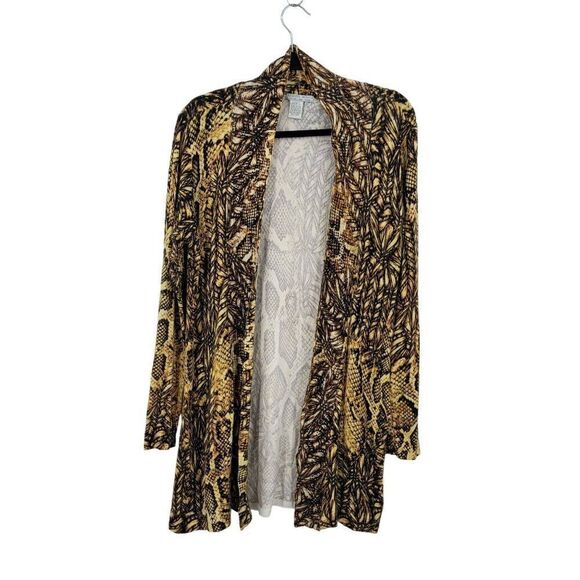 Vintage Sweaters - Vintage Alberto Makali Artsy Snake Open Cardigan‎ L Golden Duster Sweater Beaded